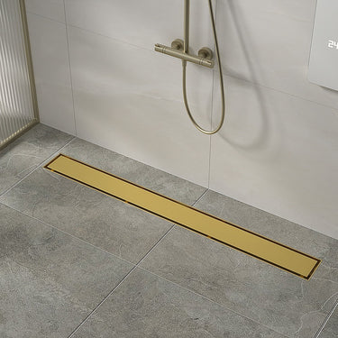900mm Tile Insert Bathroom Shower Brushed Brass Grate Drain w/ Centre outlet Floor Waste